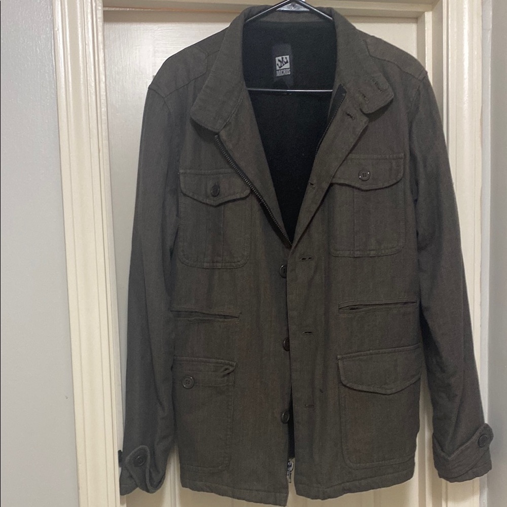 Micros Gray Military Field Jacket Sturdy Cotton Design